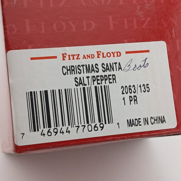 Fitz & Floyd Christmas Santa Boots Salt/Pepper Shakers Tableware Mint Orig Pkg - Picture 8 of 9